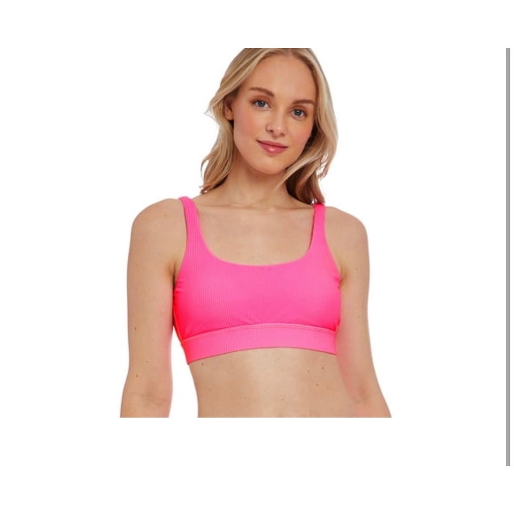 Cyn & Luca Heidi Ribbed Neon Pink Bikini Set High Waist L